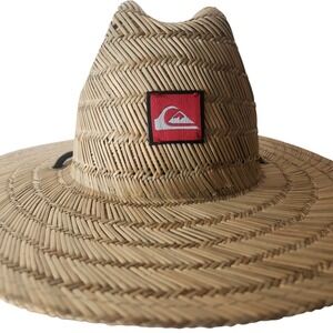 Quiksilver Mens Pierside Straw Lifeguard Hat Tan Wide Brim Sun Beach Hat